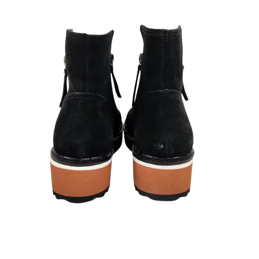 Matisse Jett Black Suede Leather Platform Double Zip Ankle Boots Womens Size 7.5